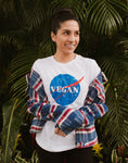 Vegan NASA t-shirt with plaid jacket